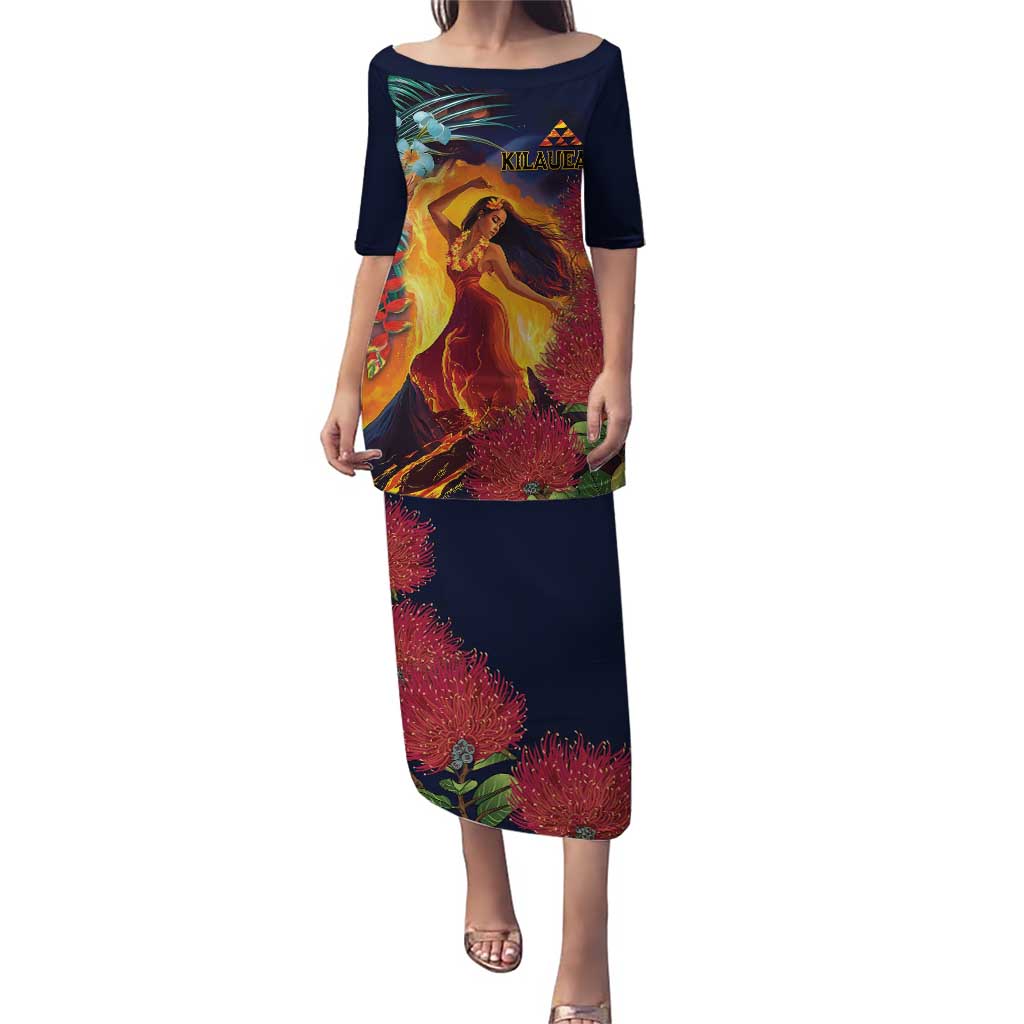 Hawaii Kilauea Big Islands Puletasi Pele Goddess With Tropical Flowers LT14 Long Dress Art - Polynesian Pride