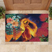 Hawaii Kilauea Big Islands Rubber Doormat Pele Goddess With Tropical Flowers LT14 Art - Polynesian Pride