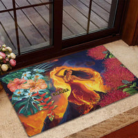 Hawaii Kilauea Big Islands Rubber Doormat Pele Goddess With Tropical Flowers LT14 - Polynesian Pride
