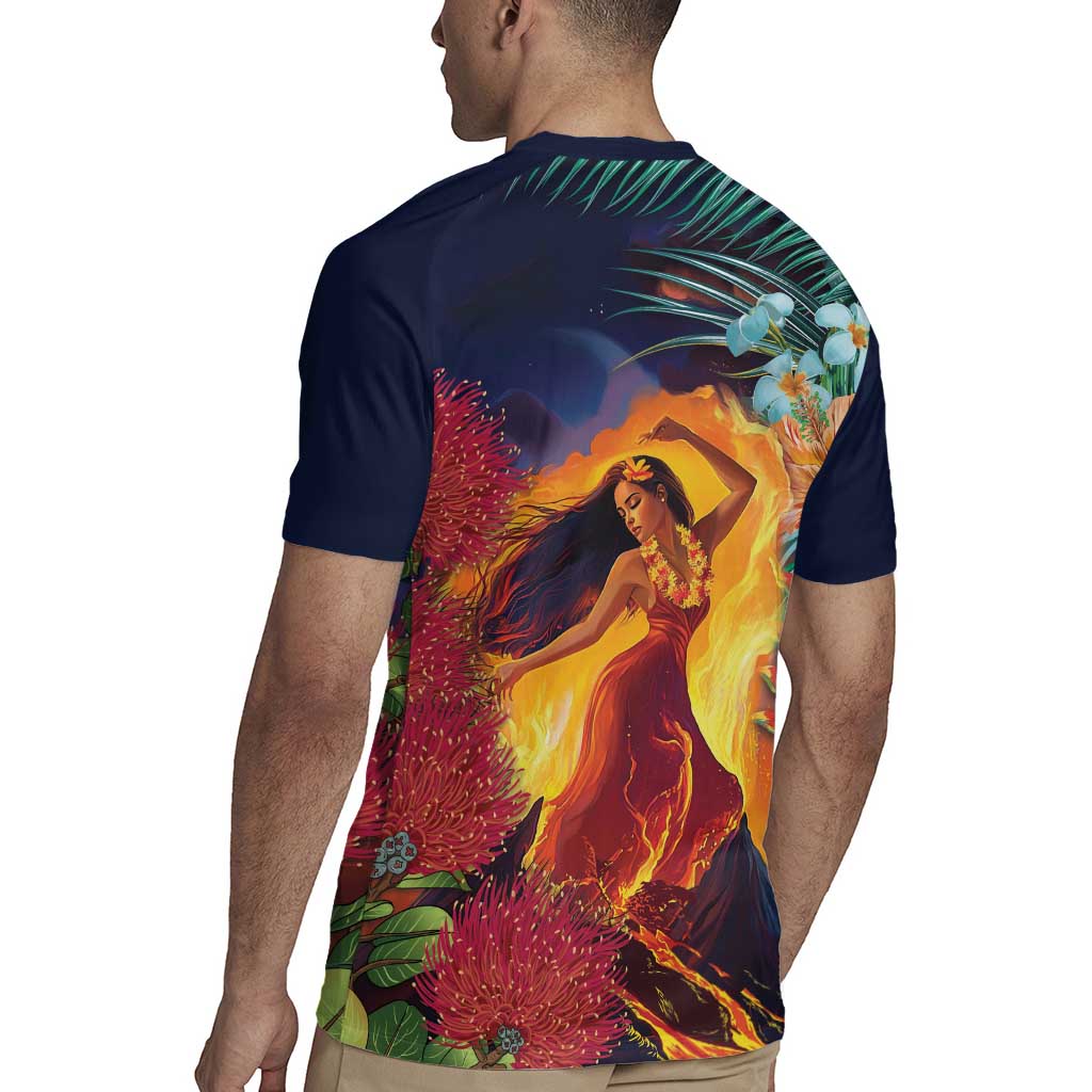 Hawaii Kilauea Big Islands Rugby Jersey Pele Goddess With Tropical Flowers LT14 - Polynesian Pride