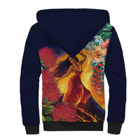 Hawaii Kilauea Big Islands Sherpa Hoodie Pele Goddess With Tropical Flowers LT14 - Polynesian Pride