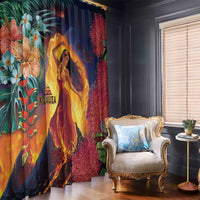 Hawaii Kilauea Big Islands Window Curtain Pele Goddess With Tropical Flowers LT14 - Polynesian Pride