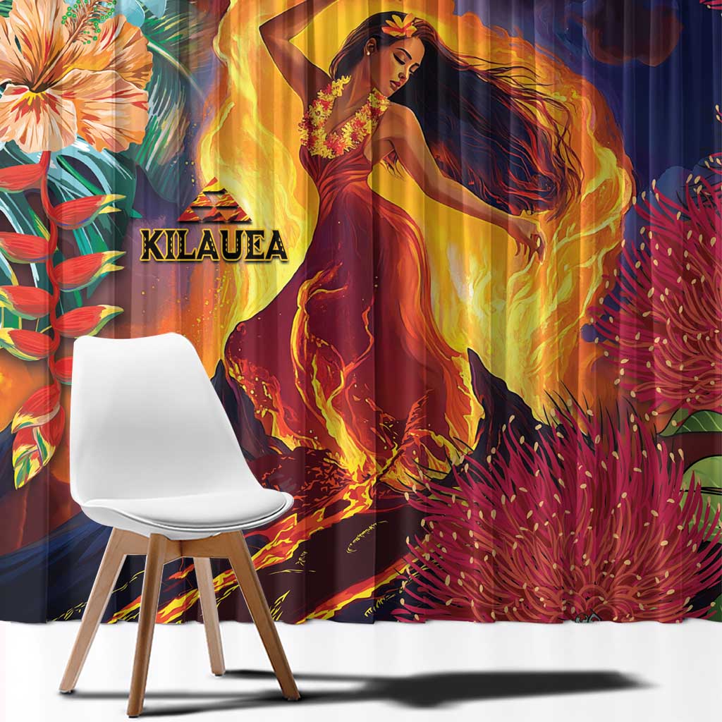 Hawaii Kilauea Big Islands Window Curtain Pele Goddess With Tropical Flowers LT14 - Polynesian Pride