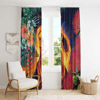Hawaii Kilauea Big Islands Window Curtain Pele Goddess With Tropical Flowers LT14 - Polynesian Pride