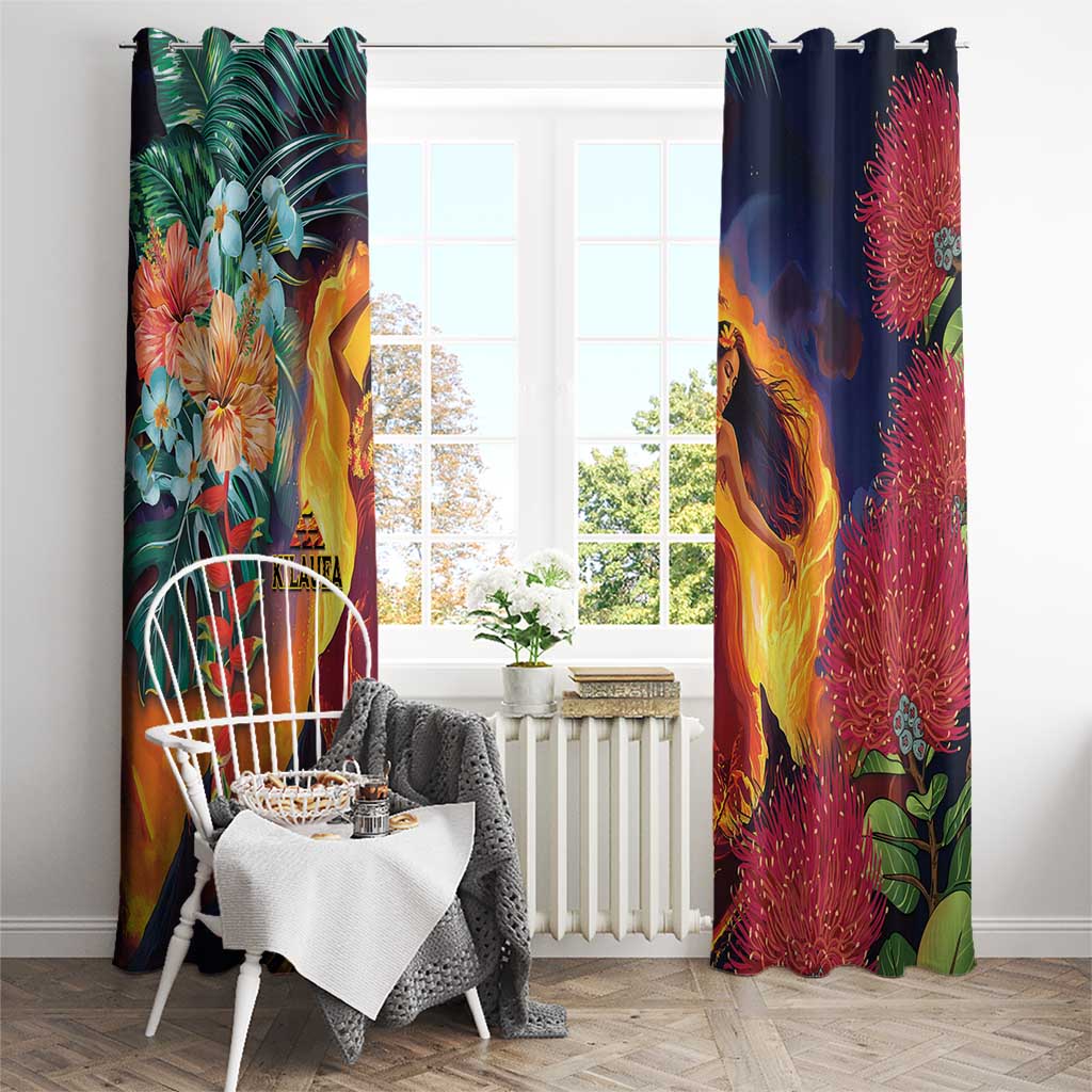 Hawaii Kilauea Big Islands Window Curtain Pele Goddess With Tropical Flowers LT14 - Polynesian Pride