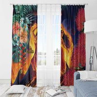 Hawaii Kilauea Big Islands Window Curtain Pele Goddess With Tropical Flowers LT14 - Polynesian Pride