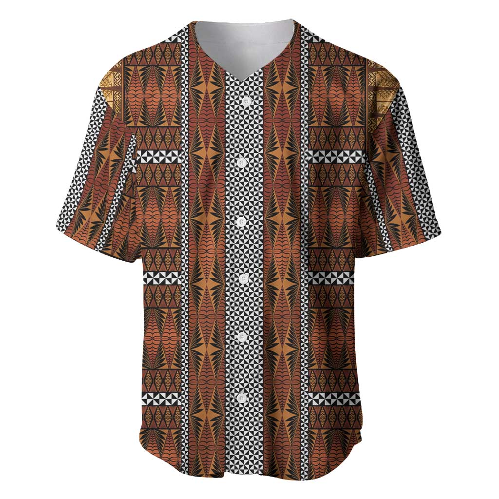 Malo e Lelei Tonga Baseball Jersey Tongan Ngatu Tapa Cloth LT14 Orange - Polynesian Pride