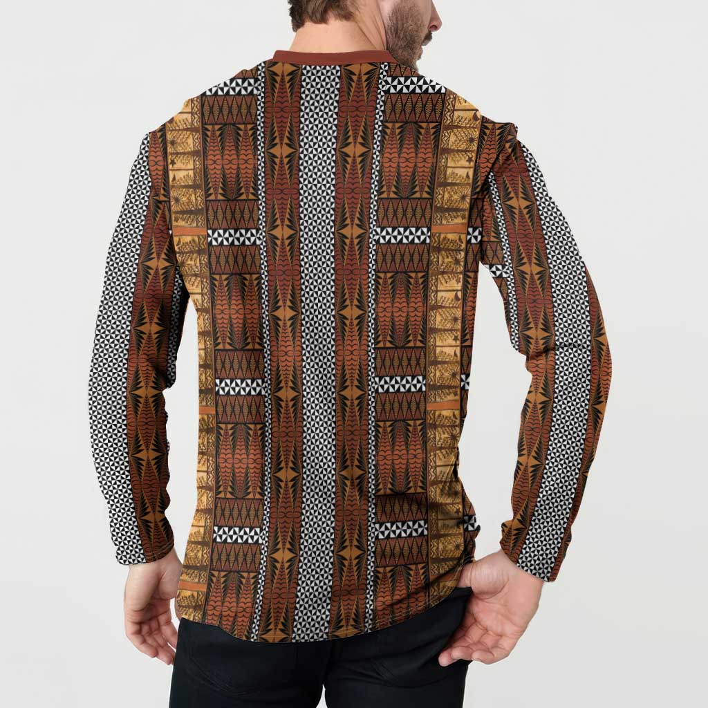 Malo e Lelei Tonga Button Sweatshirt Tongan Ngatu Tapa Cloth LT14 - Polynesian Pride