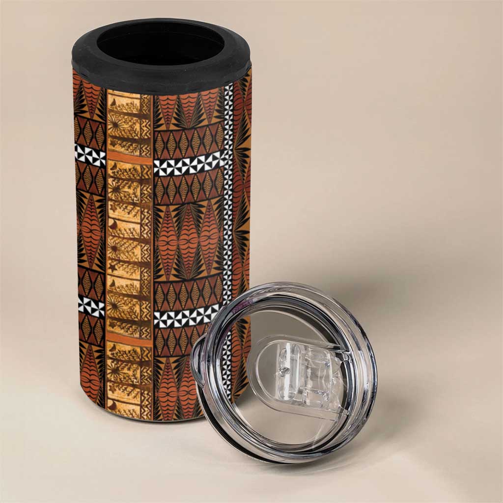 Malo e Lelei Tonga 4 in 1 Can Cooler Tumbler Tongan Ngatu Tapa Cloth - Polynesian Pride