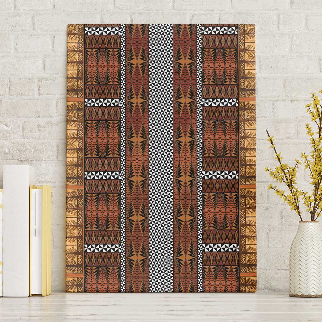 Malo e Lelei Tonga Canvas Wall Art Tongan Ngatu Tapa Cloth LT14 Without Frame Orange - Polynesian Pride