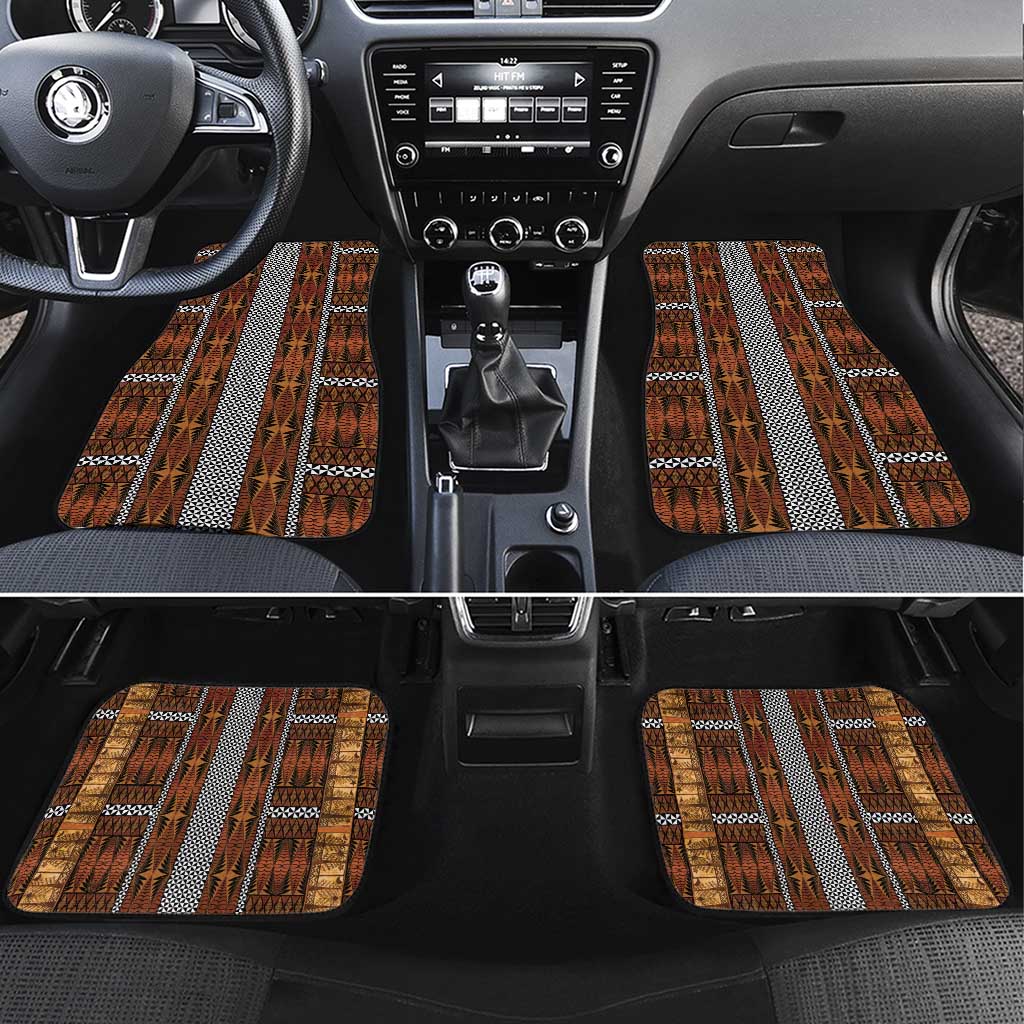 Malo e Lelei Tonga Car Mats Tongan Ngatu Tapa Cloth LT14 Set 4pcs Orange - Polynesian Pride