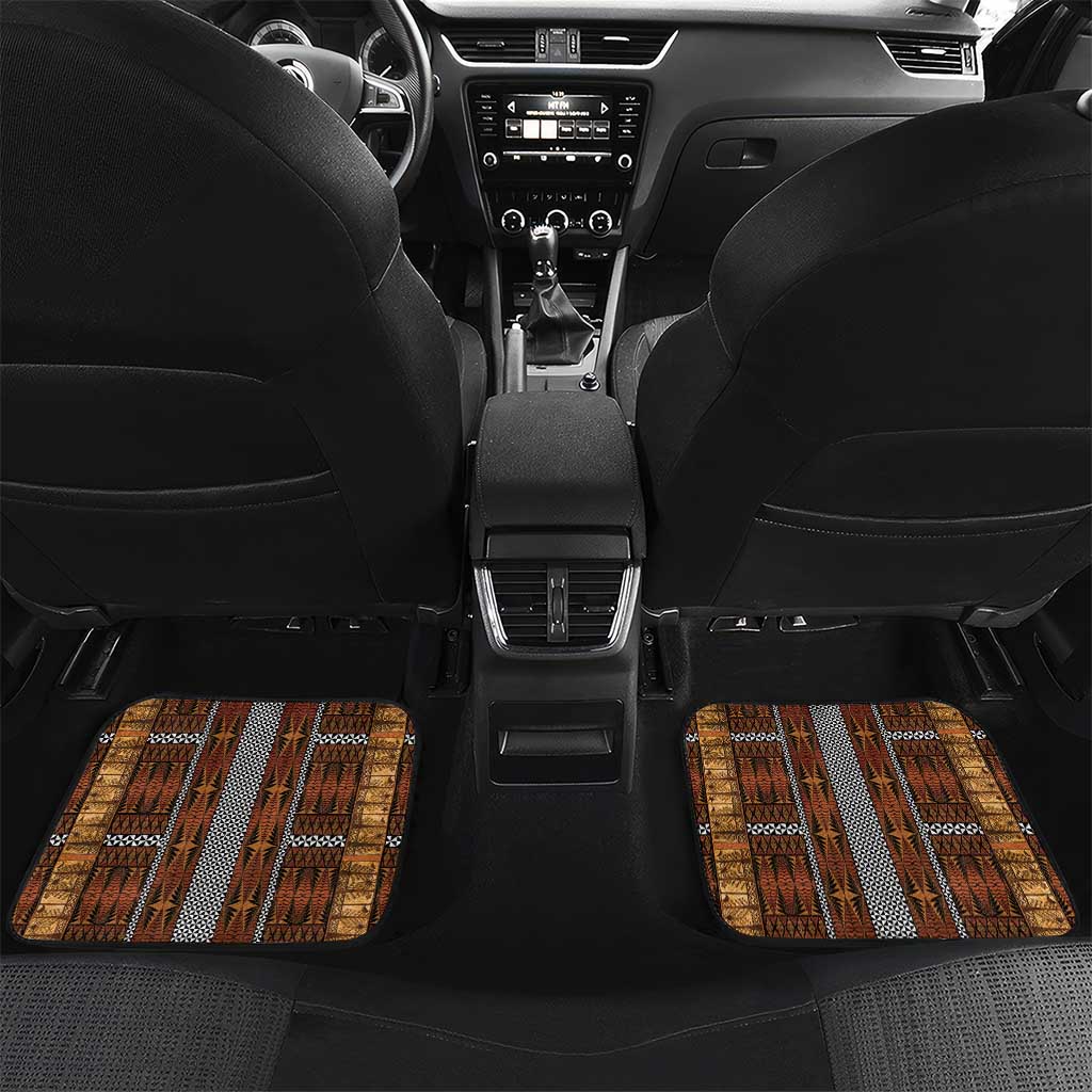 Malo e Lelei Tonga Car Mats Tongan Ngatu Tapa Cloth LT14 Set 2pcs - Back Orange - Polynesian Pride