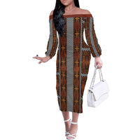 Malo e Lelei Tonga Family Matching Off The Shoulder Long Sleeve Dress and Hawaiian Shirt Tongan Ngatu Tapa Cloth - Polynesian Pride