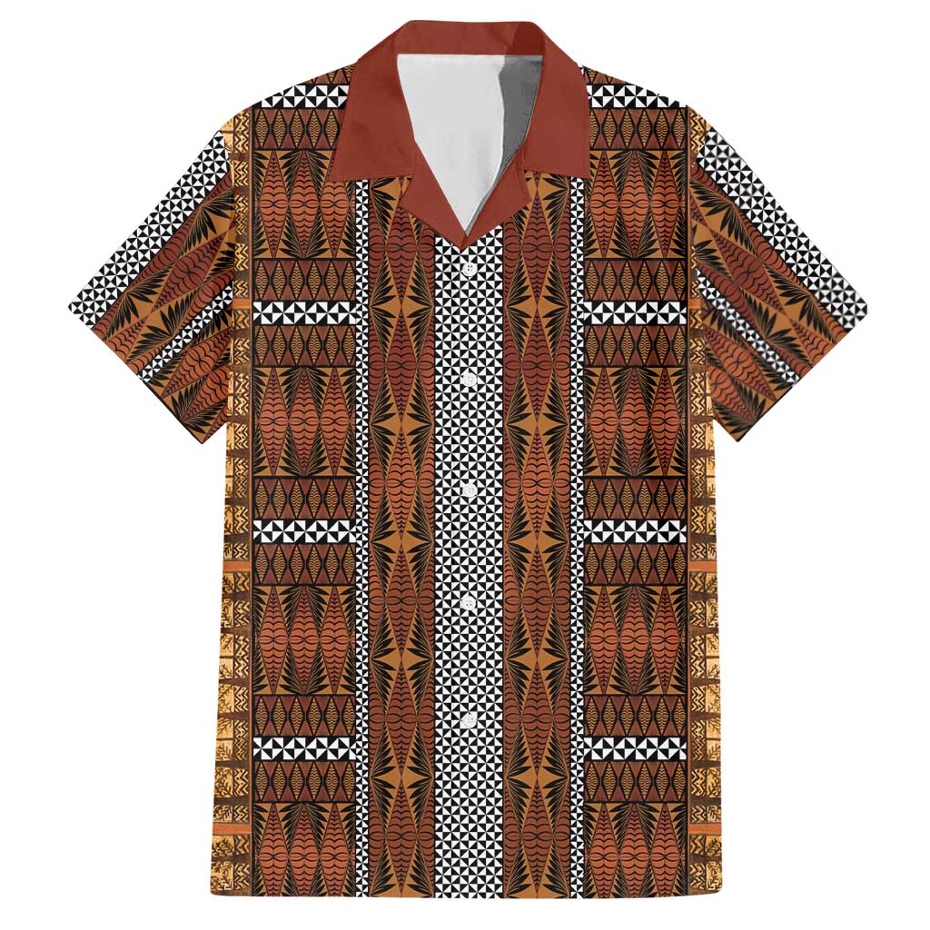 Malo e Lelei Tonga Hawaiian Shirt Tongan Ngatu Tapa Cloth LT14 Orange - Polynesian Pride
