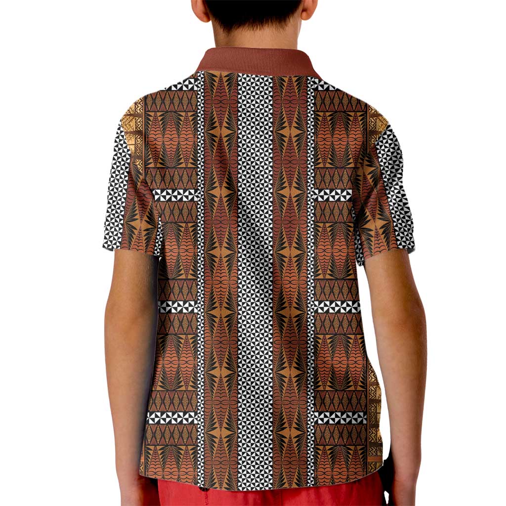 Malo e Lelei Tonga Kid Polo Shirt Tongan Ngatu Tapa Cloth LT14 - Polynesian Pride