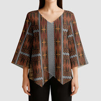 Malo e Lelei Tonga Kimono Sleeve Blouse Tongan Ngatu Tapa Cloth LT14 - Polynesian Pride
