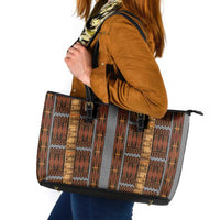 Malo e Lelei Tonga Leather Tote Bag Tongan Ngatu Tapa Cloth LT14 Orange - Polynesian Pride