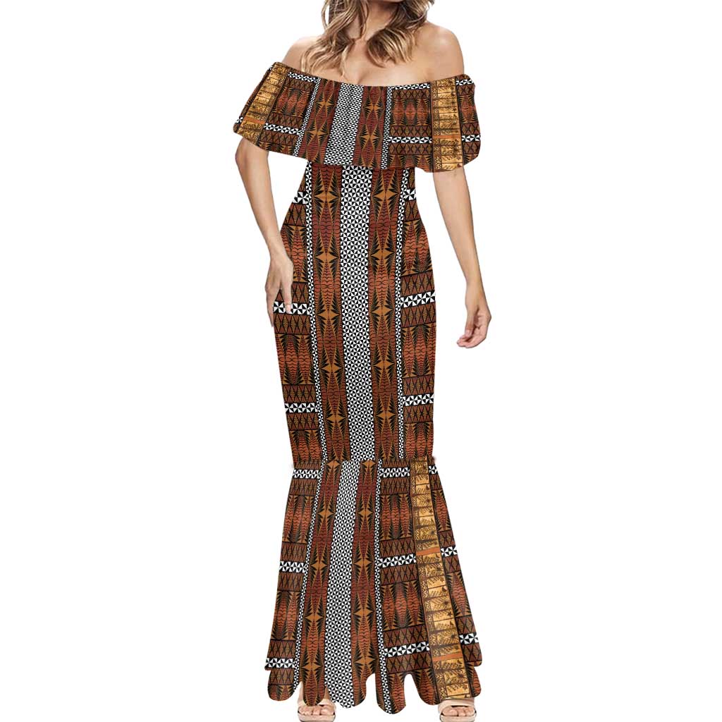 Malo e Lelei Tonga Mermaid Dress Tongan Ngatu Tapa Cloth LT14 - Polynesian Pride