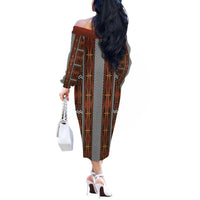Malo e Lelei Tonga Off The Shoulder Long Sleeve Dress Tongan Ngatu Tapa Cloth LT14 - Polynesian Pride