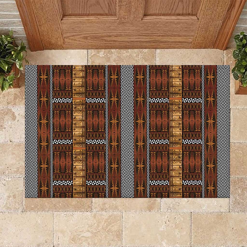 Malo e Lelei Tonga Rubber Doormat Tongan Ngatu Tapa Cloth LT14 Orange - Polynesian Pride