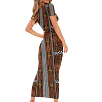 Malo e Lelei Tonga Short Sleeve Bodycon Dress Tongan Ngatu Tapa Cloth LT14 - Polynesian Pride