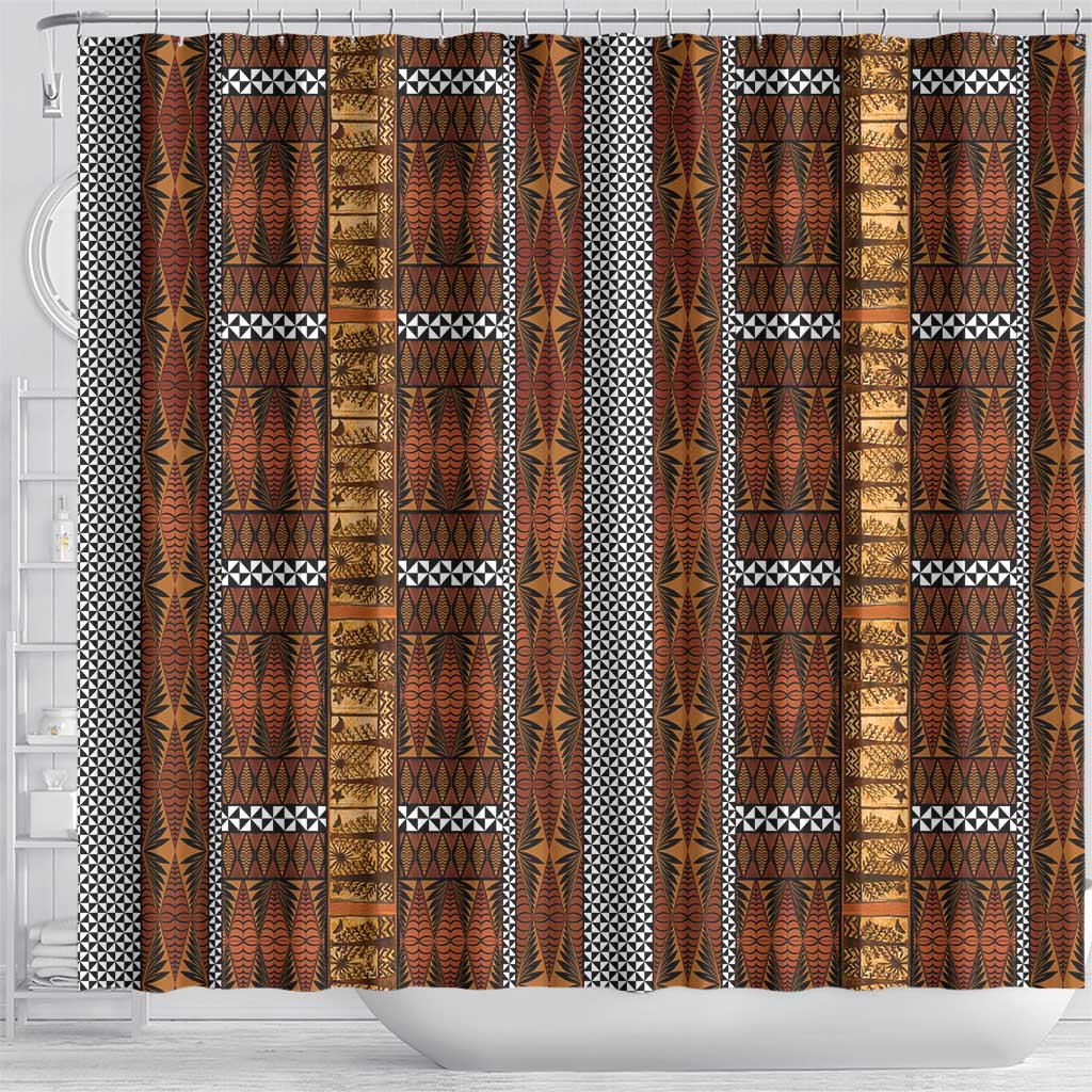 Malo e Lelei Tonga Shower Curtain Tongan Ngatu Tapa Cloth - Polynesian Pride