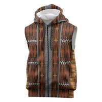 Malo e Lelei Tonga Sleeveless Zip Hoodie Tongan Ngatu Tapa Cloth LT14 Orange - Polynesian Pride