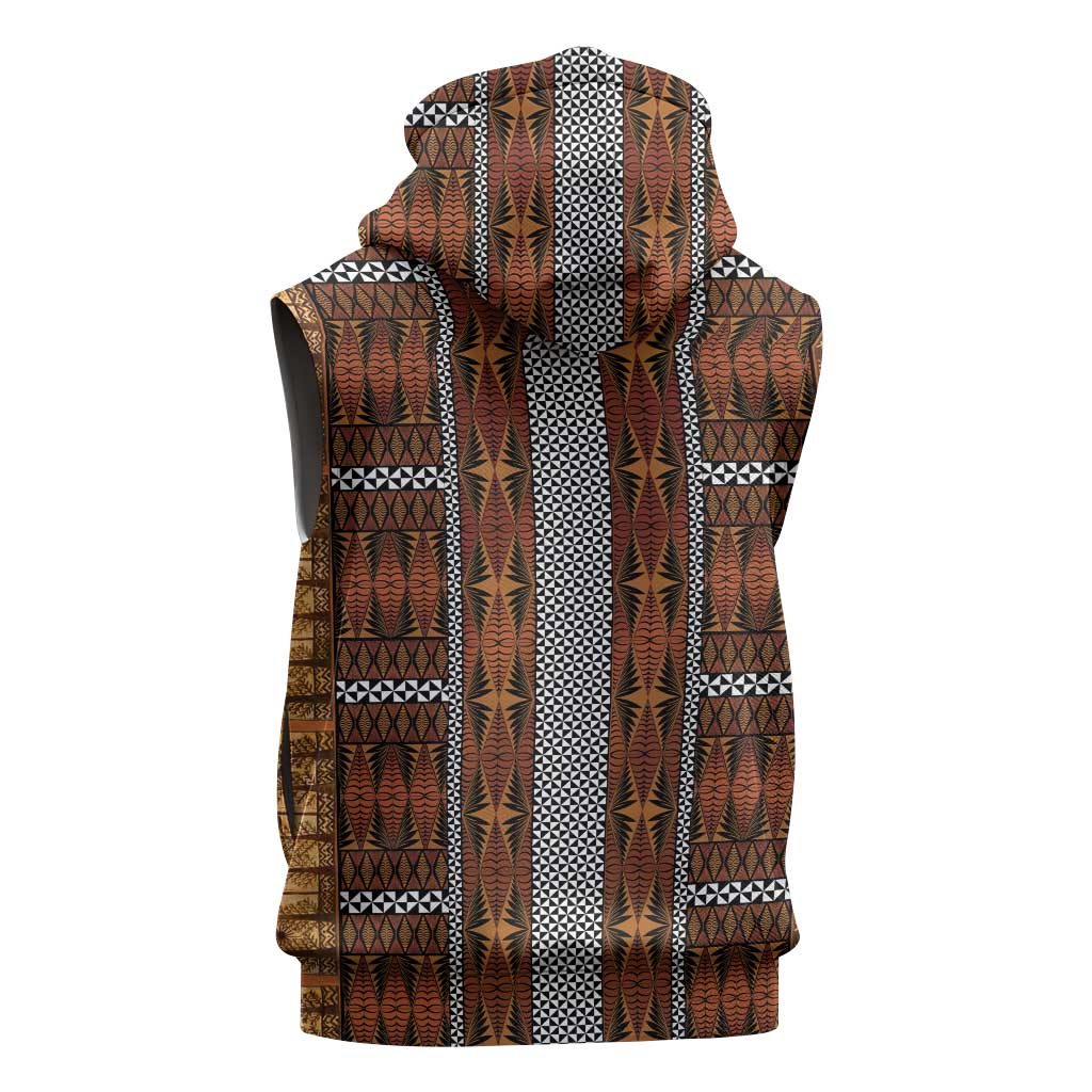 Malo e Lelei Tonga Sleeveless Zip Hoodie Tongan Ngatu Tapa Cloth LT14 - Polynesian Pride