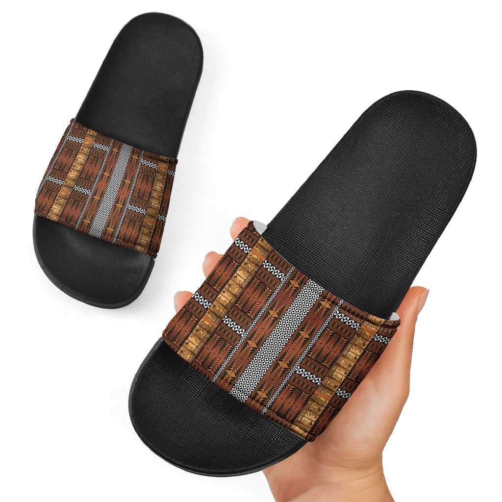 Malo e Lelei Tonga Slide Sandals Tongan Ngatu Tapa Cloth - Polynesian Pride
