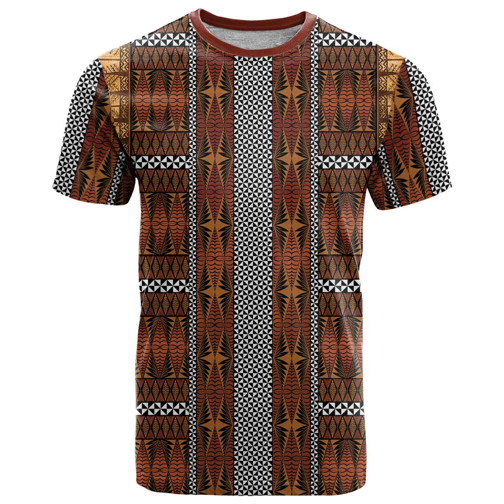 Malo e Lelei Tonga T Shirt Tongan Ngatu Tapa Cloth LT14 Orange - Polynesian Pride