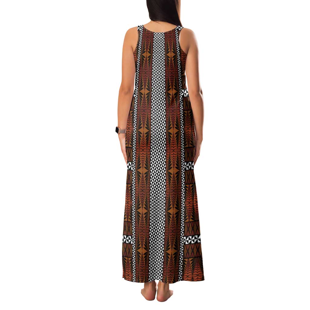 Malo e Lelei Tonga Tank Maxi Dress Tongan Ngatu Tapa Cloth LT14 - Polynesian Pride