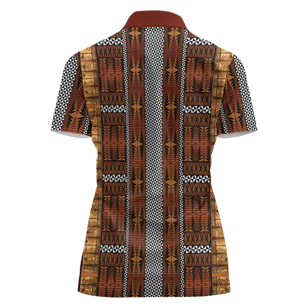 Malo e Lelei Tonga Women Polo Shirt Tongan Ngatu Tapa Cloth LT14 - Polynesian Pride