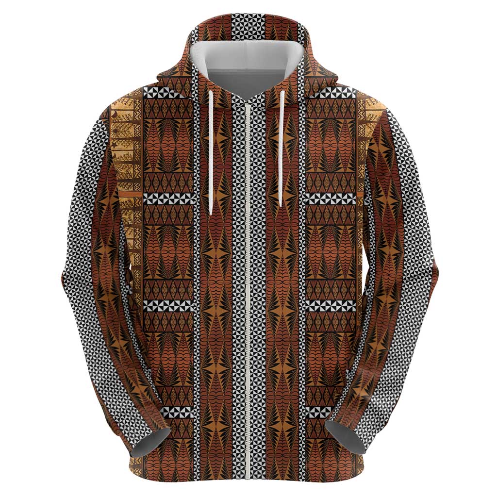Malo e Lelei Tonga Zip Hoodie Tongan Ngatu Tapa Cloth LT14 - Polynesian Pride