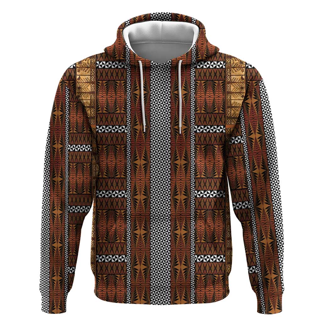 Malo e Lelei Tonga Zip Hoodie Tongan Ngatu Tapa Cloth LT14 Pullover Hoodie Orange - Polynesian Pride