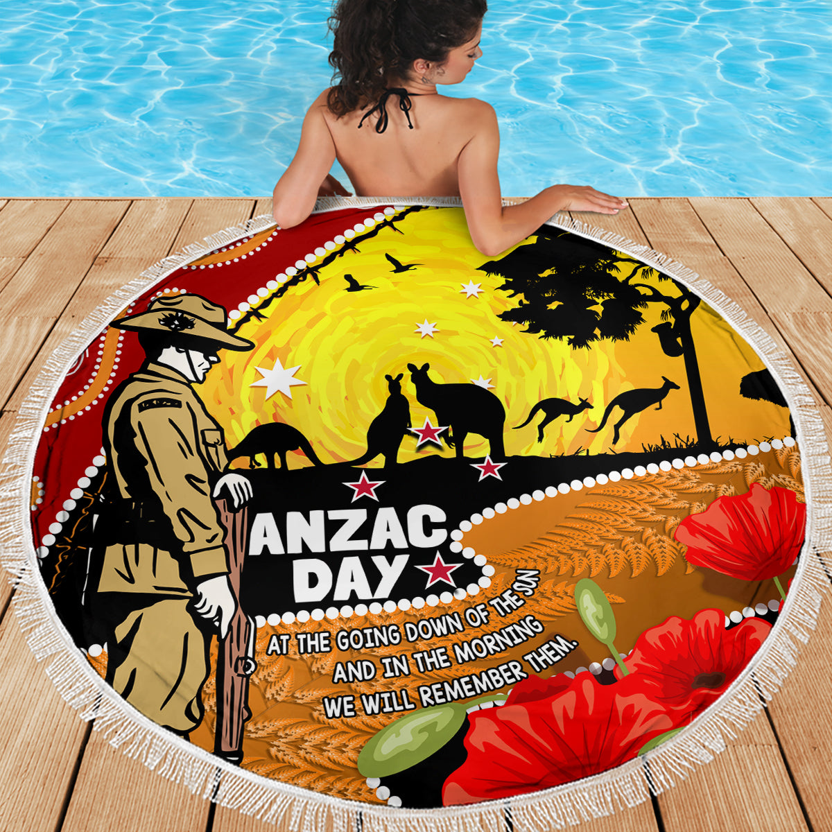 New Zealand And Australia ANZAC Day Beach Blanket Aboriginal Maori Starring Night Style