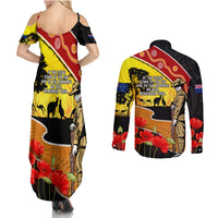 New Zealand And Australia ANZAC Day Couples Matching Summer Maxi Dress and Long Sleeve Button Shirt Aboriginal Maori Starring Night Style LT14 - Polynesian Pride
