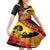 New Zealand And Australia ANZAC Day Family Matching Off Shoulder Long Sleeve Dress and Hawaiian Shirt Aboriginal Maori Starring Night Style LT14 Daughter's Dress Gold - Polynesian Pride