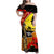 New Zealand And Australia ANZAC Day Family Matching Off Shoulder Maxi Dress and Hawaiian Shirt Aboriginal Maori Starring Night Style LT14 Mom's Dress Gold - Polynesian Pride