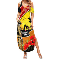 New Zealand And Australia ANZAC Day Summer Maxi Dress Aboriginal Maori Starring Night Style LT14 Women Gold - Polynesian Pride