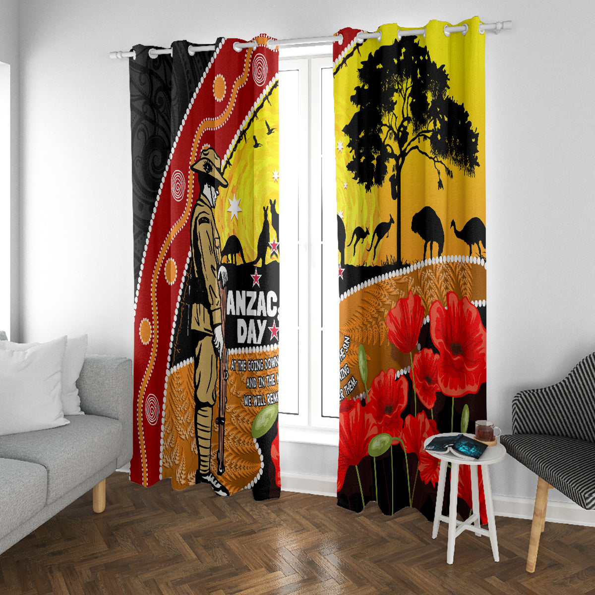 New Zealand And Australia ANZAC Day Window Curtain Aboriginal Maori Starring Night Style