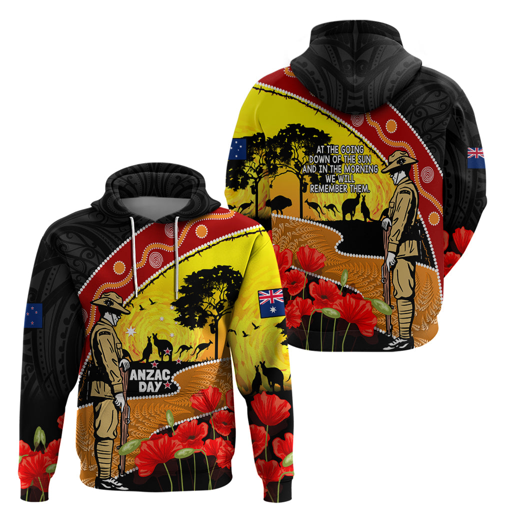 New Zealand And Australia ANZAC Day Zip Hoodie Aboriginal Maori Starring Night Style LT14 - Polynesian Pride