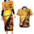 Aloha Hawaii Women's Day Couples Matching Long Sleeve Bodycon Dress and Hawaiian Shirt Hula Girl With Sunset Vibes LT14 Yellow - Polynesian Pride