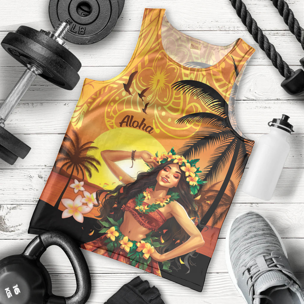 Aloha Hawaii Women's Day Men Tank Top Hula Girl With Sunset Vibes LT14 - Polynesian Pride