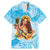 Aloha Hawaii Women's Day Family Matching Mermaid Dress and Hawaiian Shirt Hula Girl With Ukulele Tropical Style LT14 Dad's Shirt - Short Sleeve Blue - Polynesian Pride