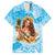 Aloha Hawaii Women's Day Family Matching Short Sleeve Bodycon Dress and Hawaiian Shirt Hula Girl With Ukulele Tropical Style LT14 Dad's Shirt - Short Sleeve Blue - Polynesian Pride