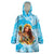 Aloha Hawaii Women's Day Wearable Blanket Hoodie Hula Girl With Ukulele Tropical Style LT14 One Size Blue - Polynesian Pride