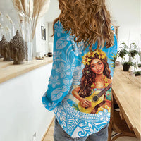 Aloha Hawaii Women's Day Women Casual Shirt Hula Girl With Ukulele Tropical Style LT14 - Polynesian Pride