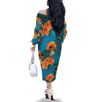 Hawaii Luau Party Family Matching Off Shoulder Long Sleeve Dress and Hawaiian Shirt Dancing Girl Tropical Flowers LT14 - Polynesian Pride