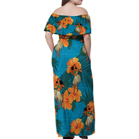 Hawaii Luau Party Family Matching Off Shoulder Maxi Dress and Hawaiian Shirt Dancing Girl Tropical Flowers LT14 - Polynesian Pride