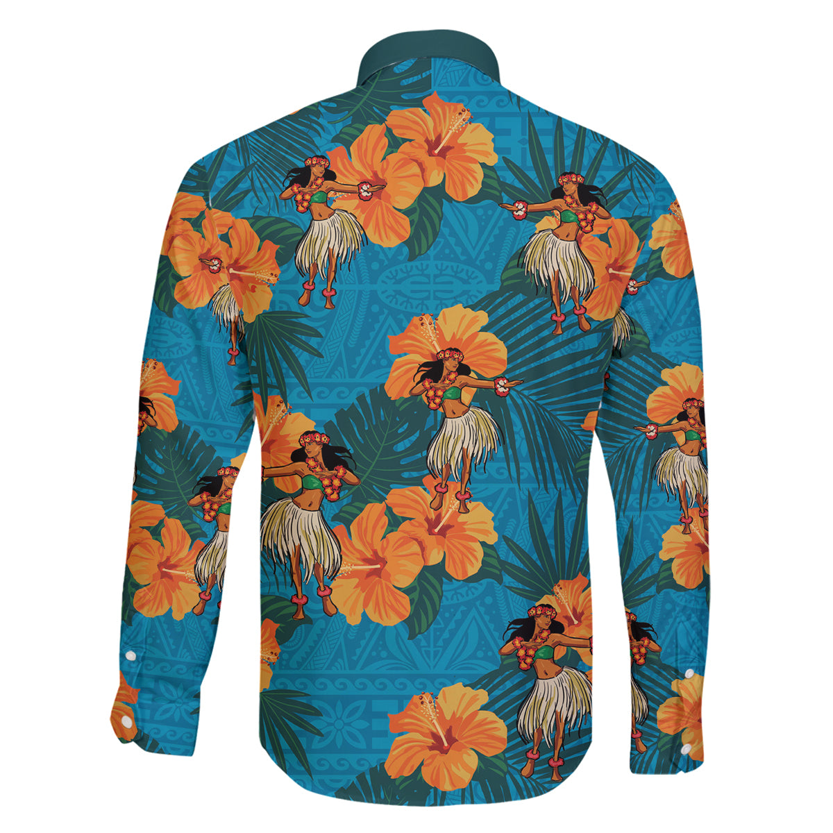 Hawaii Luau Party Family Matching Off Shoulder Short Dress and Hawaiian Shirt Dancing Girl Tropical Flowers LT14 - Polynesian Pride